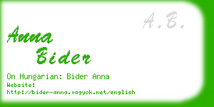 anna bider business card